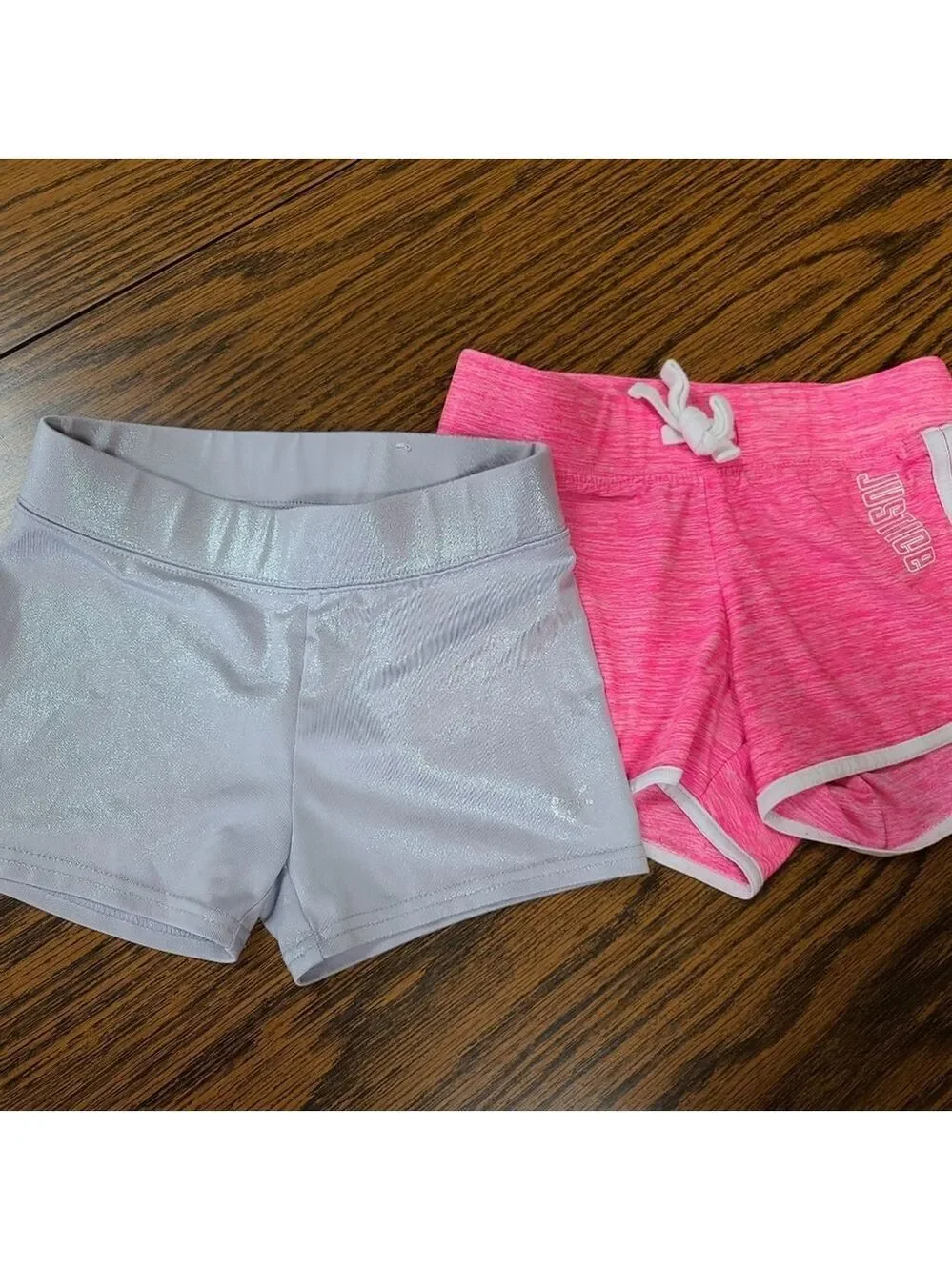 Justice Girls Varsity Metallic Gym Shorts Size 7